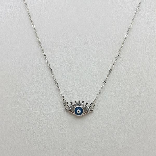 STERLING SILVER EVIL-EYE CHAIN IN DARK BLUE COLOR WITH BEAUTIFUL DESIGN 