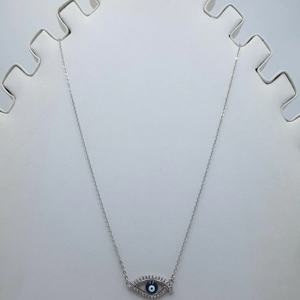 STERLING SILVER EVIL-EYE CHAIN IN DARK BLUE COLOR