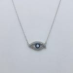 STERLING SILVER EVIL-EYE CHAIN IN DARK BLUE COLOR