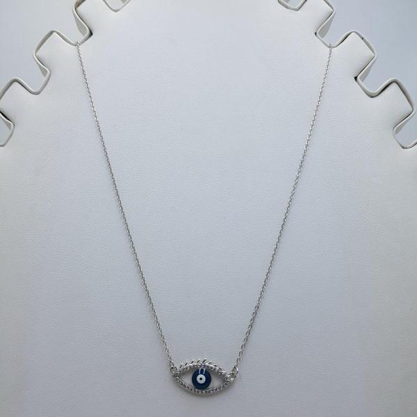 ELEGANT STERLING SILVER EVIL-EYE CHAIN IN DARK BLUE COLOR