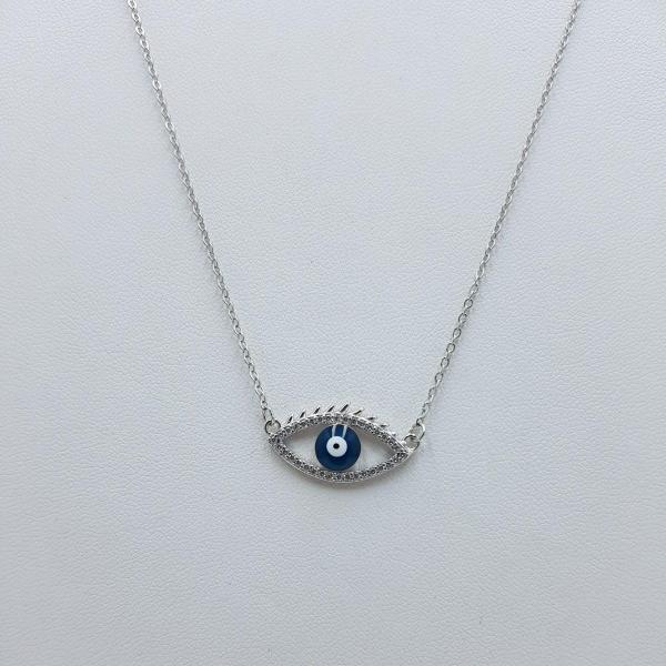 ELEGANT STERLING SILVER EVIL-EYE CHAIN IN DARK BLUE COLOR