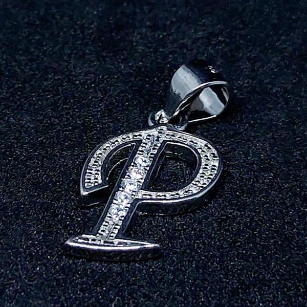 925 Sterling Silver Pendant In P Alphabet