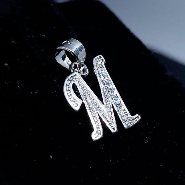 925 Sterling Silver Pendant In M Alphabet