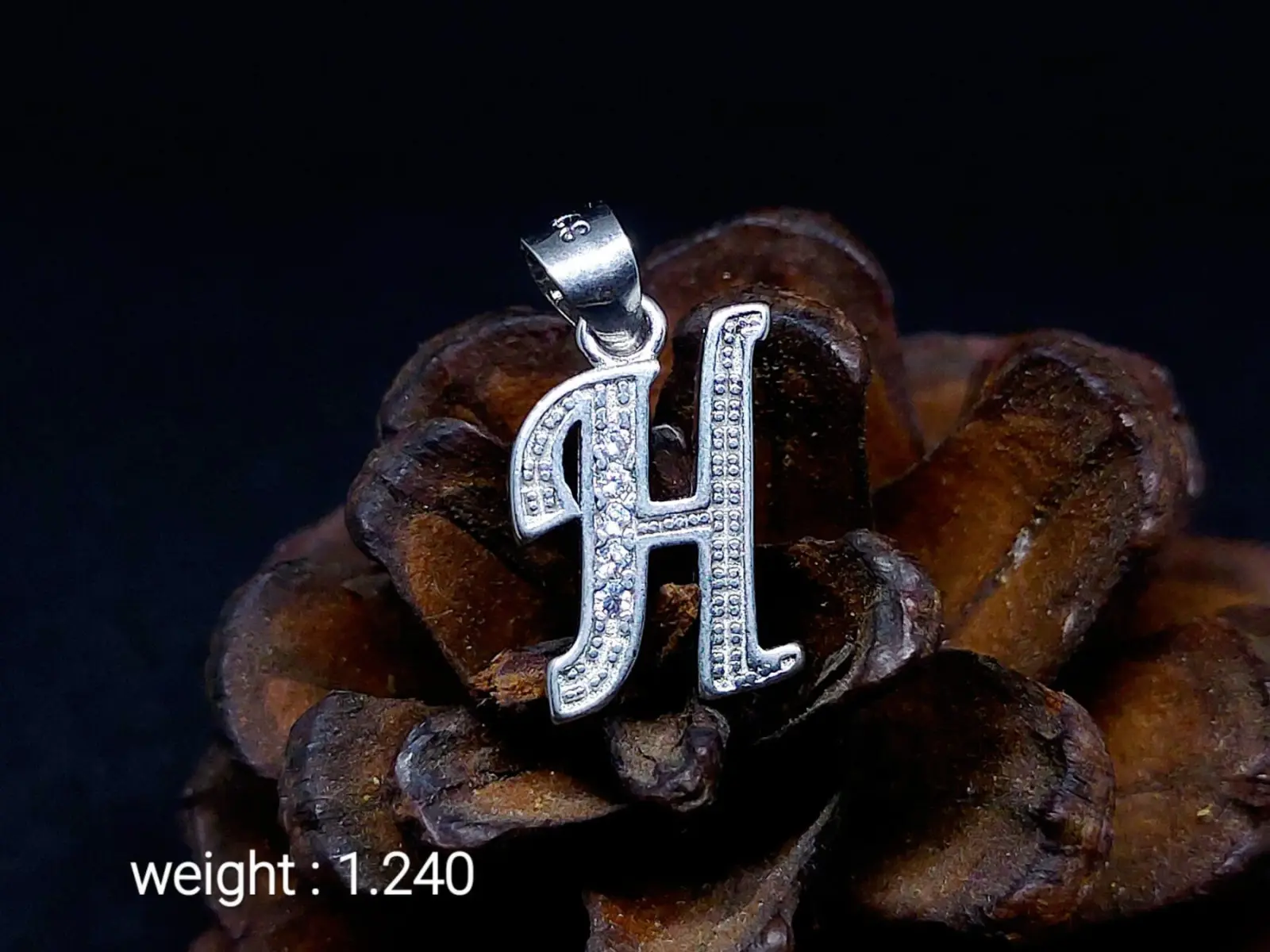 925 Sterling Silver Pendant In H Alphabet