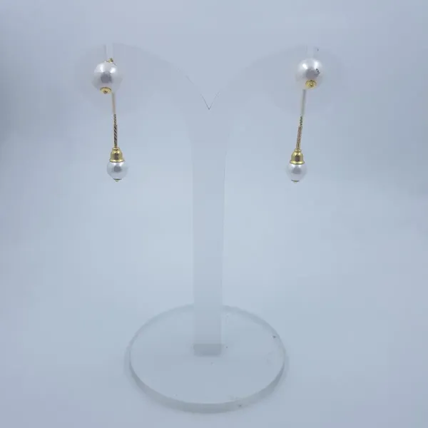 Gold Sui Dhaga/ Earrings For Women with White Pearls