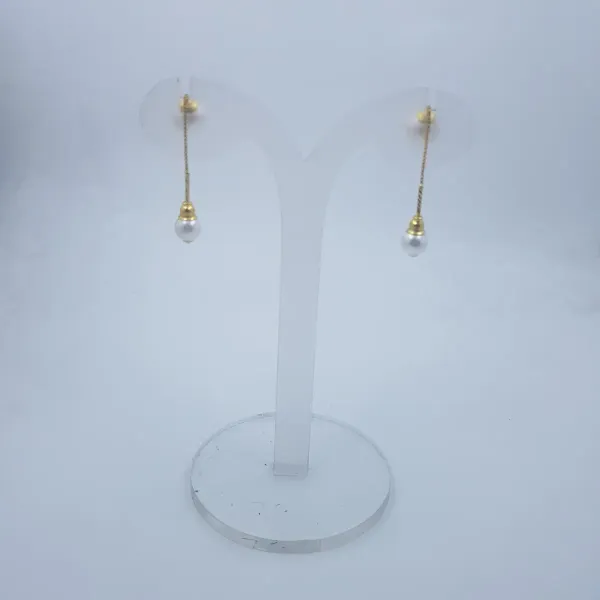 Gold Sui Dhaga/ Earrings For Women with White Pearls