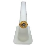  Gold Adjustable Ladies Plain Ring with Floral Design 