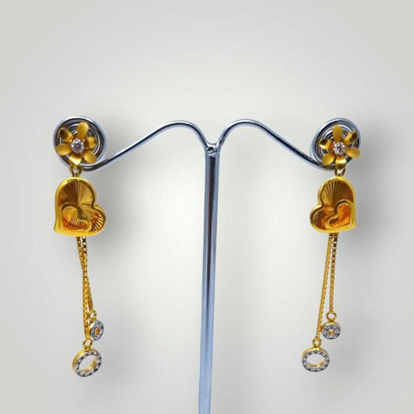 Adorable Gold Ladies Long Earrings with Beautiful Design 