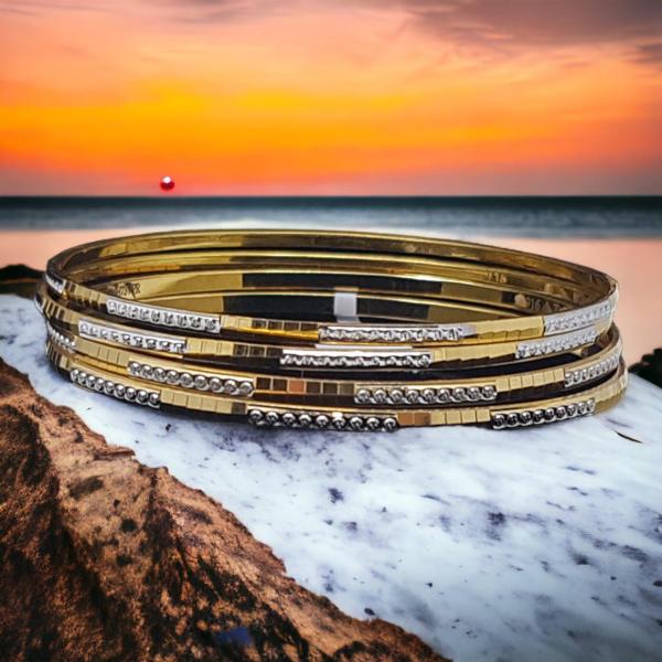 Beautiful Slim Bangles with Rodium Polish and Square Designs for Daily Wear