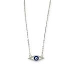 925 Sterling Silver Evil-Eye Chain Pendant with Dark Blue Colour