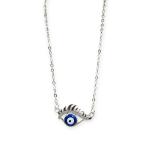 925 Sterling Silver Evil-Eye Chain Pendant with Dark Blue Colour