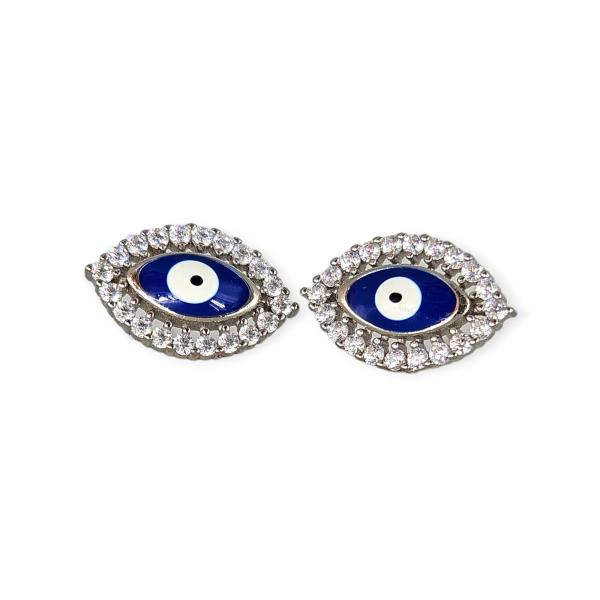 925 Sterling Silver Evil-Eye Tops with Beautiful Stones