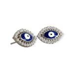 925 Sterling Silver Evil-Eye Tops with Beautiful Stones