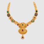 Antique Gold Necklace with Kundan Stones & Beautiful Design 