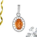 925 Sterling Silver Natural Golden Topaz Gemstone Pendant / Locket for Women & Girls