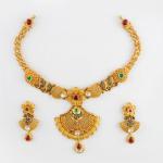 Adoreable Gold Antique Necklace Set with Beautiful Design 