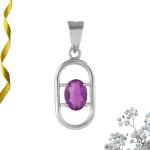 925 Sterling Silver Natural Amethyst Gemstone Pendant / Locket for Women & Girls