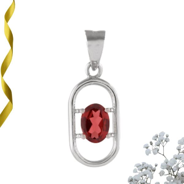 925 Sterling Silver Natural Garnet Gemstone Pendant / Locket for Women & Girls