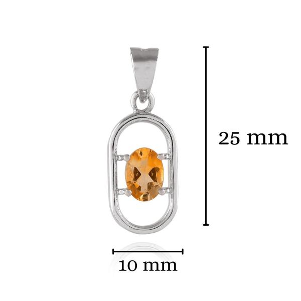 925 Sterling Silver Natural Citrine Gemstone Pendant / Locket for Women & Girls