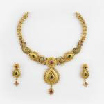 Gold Antique Necklace Set with Beautiful Kundan work 