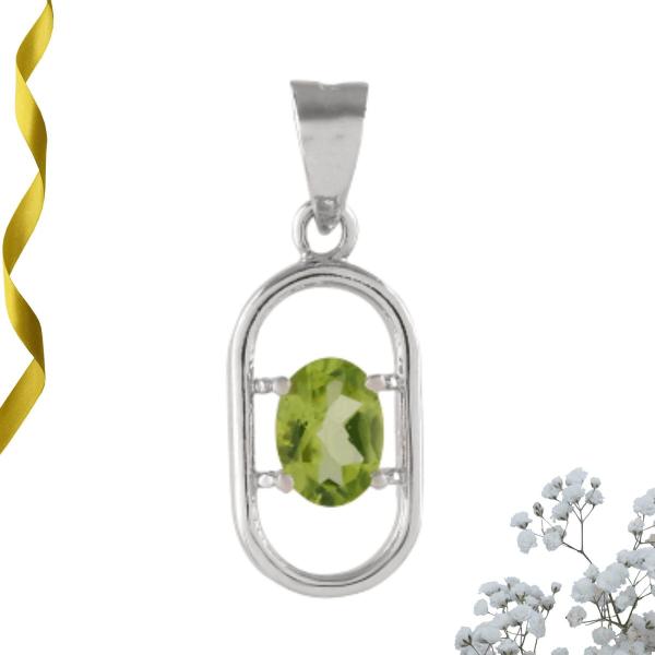 925 Sterling Silver Natural Peridot Gemstone Pendent / Locket for Women & Girls