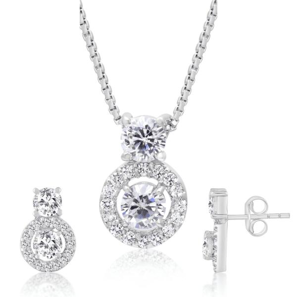 925 Sterling Silver Natural Swarovski Zirconia Gemstone Pendent Set for Women & Girls