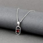 925 Sterling Silver Natural Garnet Gemstone Pendent with Chain for Women & Girls