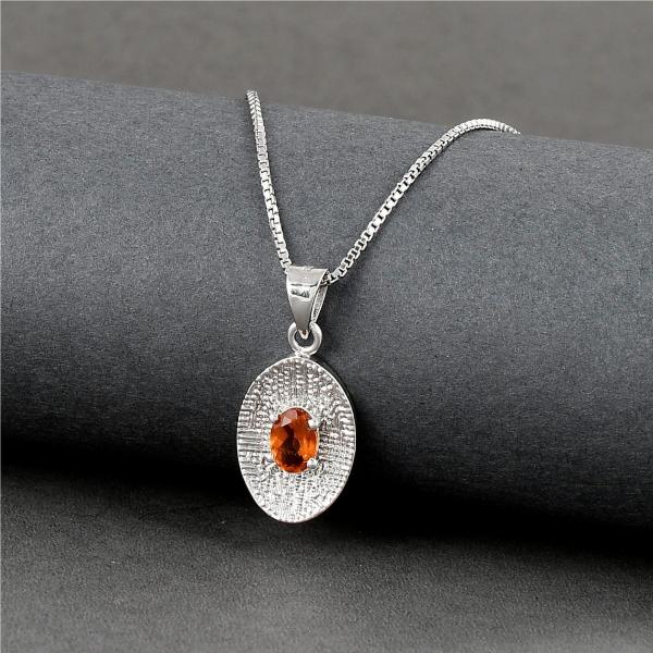 925 Sterling Silver Natural Golden Topaz Gemstone Pendent with Chain for Women & Girls