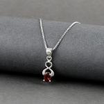 925 Sterling Silver Natural Garnet Gemstone Pendent with Chain for Women & Girls