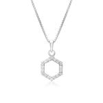 925 Sterling Silver Natural Hexagon Gemstone Pendent with Chain for Women & Girls