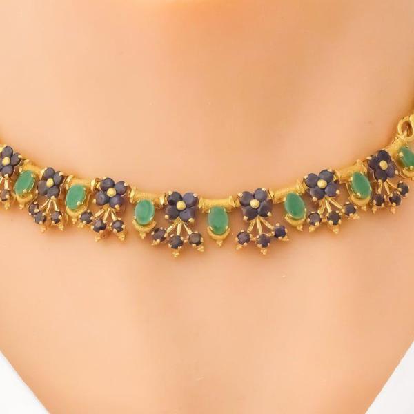 Graceful Floral Emerald & Sapphire Set