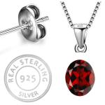 925 Sterling Silver Natural Garnet Gemstone Pendant / Locket for Women & Girls