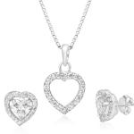 925 Sterling Silver Natural Heart Gemstone Pendent Set for Women & Girls