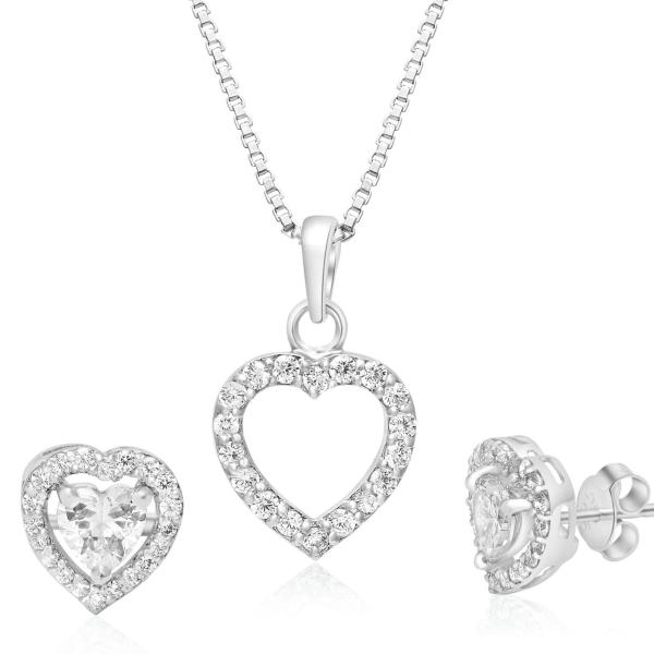 925 Sterling Silver Natural Heart Gemstone Pendent Set for Women & Girls