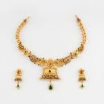 Ladies Gold Antique Necklace Set with beautiful Design 