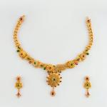 Antique Gold Necklace with Amazing Kundan work and Flowers Design for Ladies 