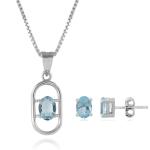 925 Sterling Silver Natural Blue Topaz Gemstone Pendent Set for Women & Girls