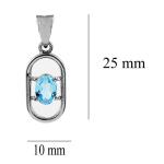 925 Sterling Silver Natural Blue Topaz Gemstone Pendant / Locket for Women & Girls