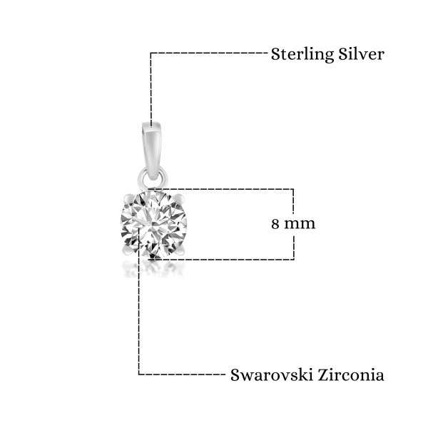 925 Sterling Silver Swarovski Zirconia Classic Pendent / Locket for Women & Girls