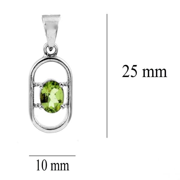 925 Sterling Silver Natural Peridot Gemstone Pendent / Locket for Women & Girls