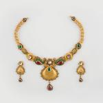 Beautiful Gold Antique Necklace Set with Earrings & Elegant Design 