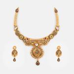 Adoreable Gold Antique Necklace Set with Beautiful Design 