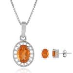 925 Sterling Silver Natural Golden Topaz Gemstone Pendent Set for Women & Girls