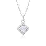 925 Sterling Silver Natural Square border Gemstone Pendent with Chain for Women & Girls