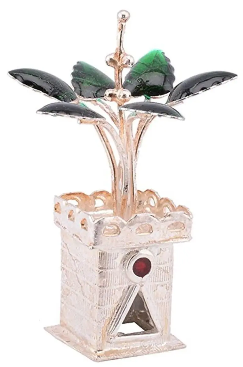 Sterling Silver Tulsi Plant for Puja Ghar and Gift