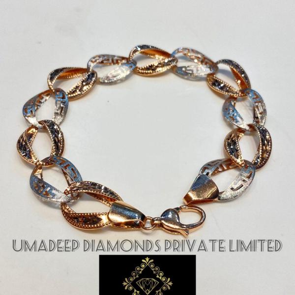 Dual tone Rose and white Gold 18k Unisex bracelet