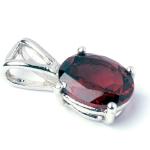 925 Sterling Silver Natural Garnet Gemstone Pendant / Locket for Women & Girls