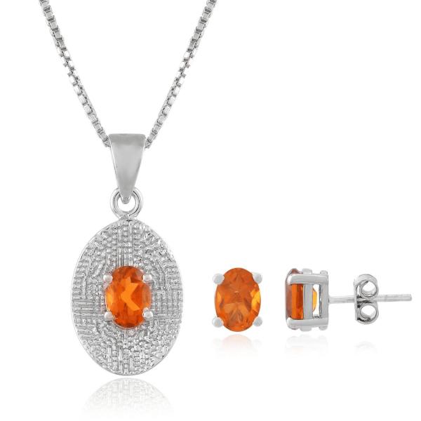 925 Sterling Silver Natural Golden Topaz Gemstone Pendent Set for Women & Girls