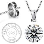 925 Sterling Silver Natural Swarovski Zirconia Gemstone Pendent with Chain for Women & Girls