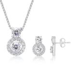 925 Sterling Silver Natural Swarovski Zirconia Gemstone Pendent Set for Women & Girls